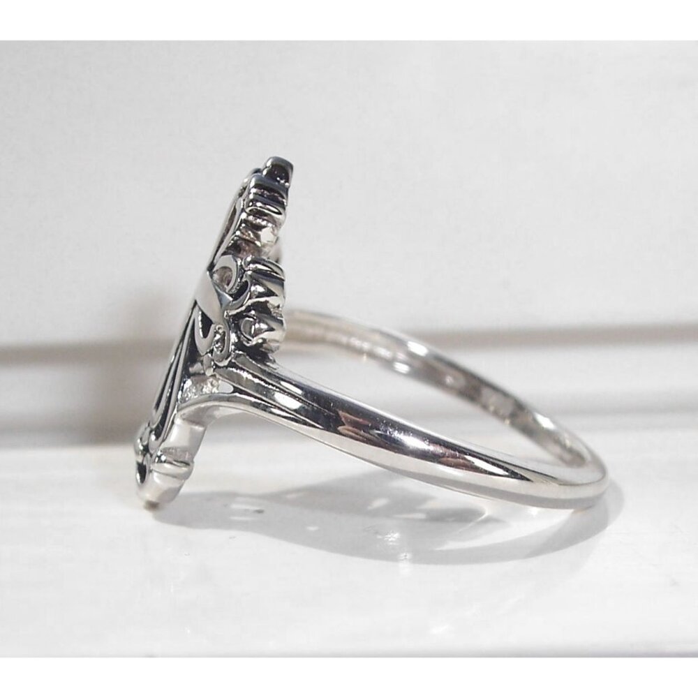 925 STERLING SILVER Antique Style Dainty Cross Ring - Picture 10 of 16